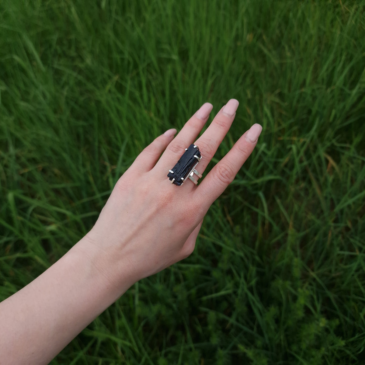 Raw Black Tourmaline Ring