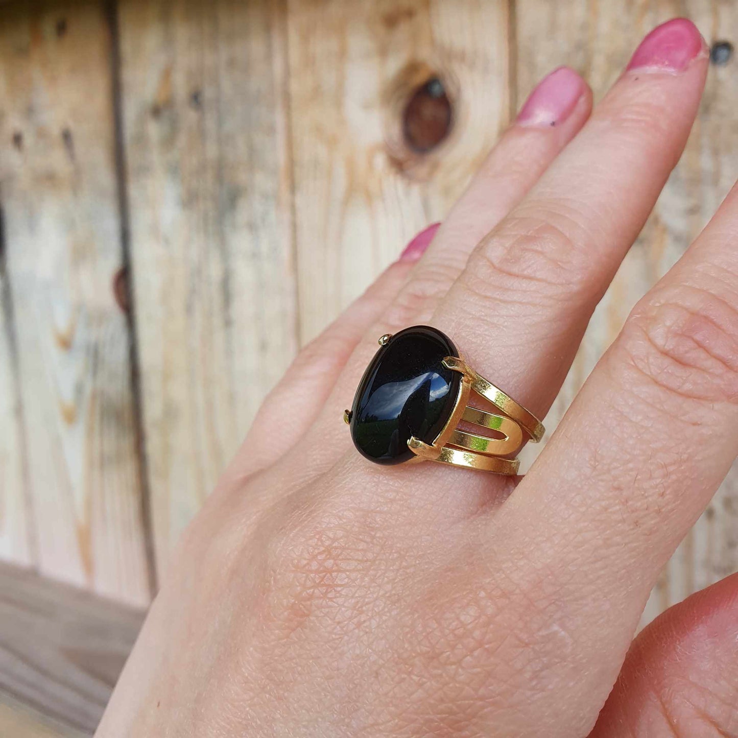 Obsidian Oval - Prstan