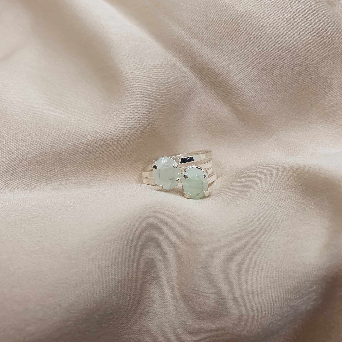 Akvamarin Mineral Dvojni Oval - Prstan