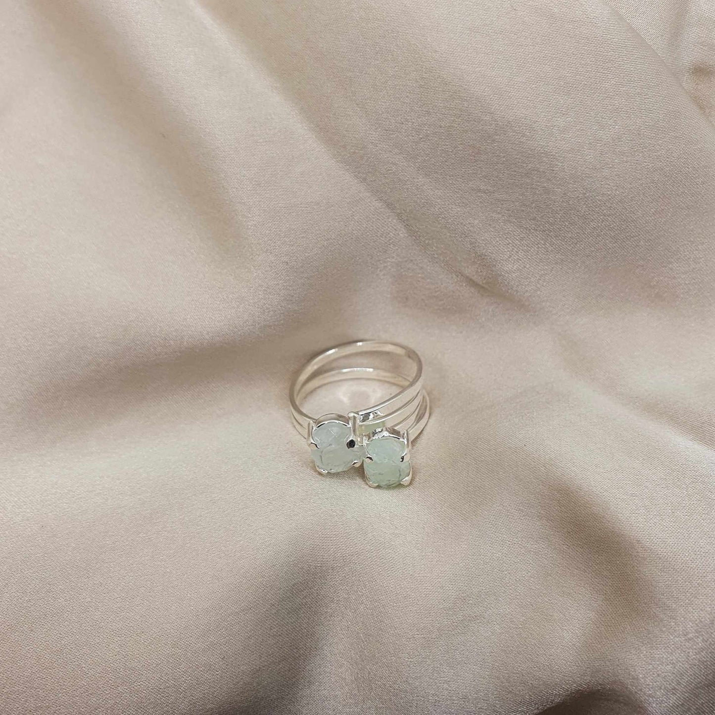 Akvamarin Mineral Dvojni Oval - Prstan
