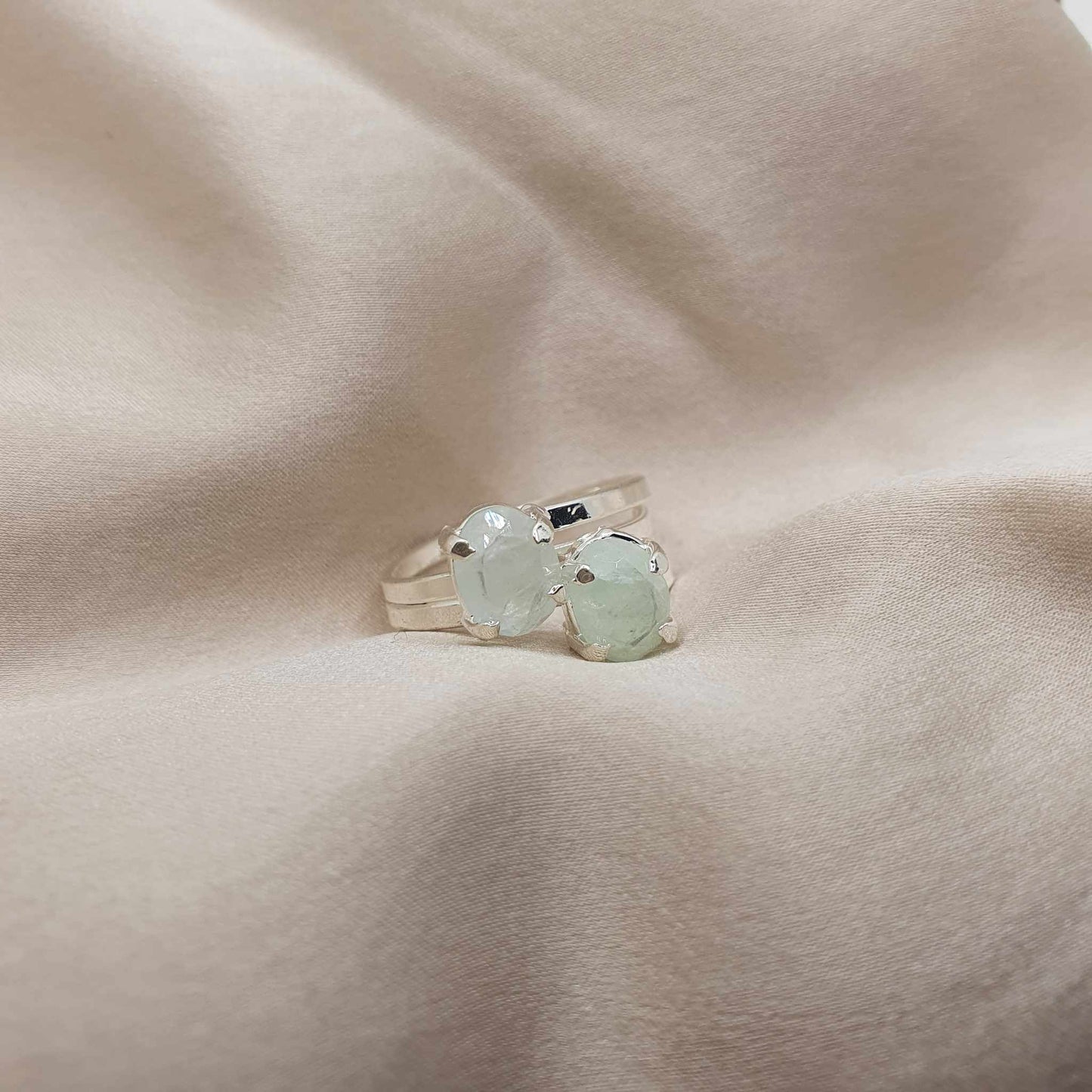 Akvamarin Mineral Dvojni Oval - Prstan