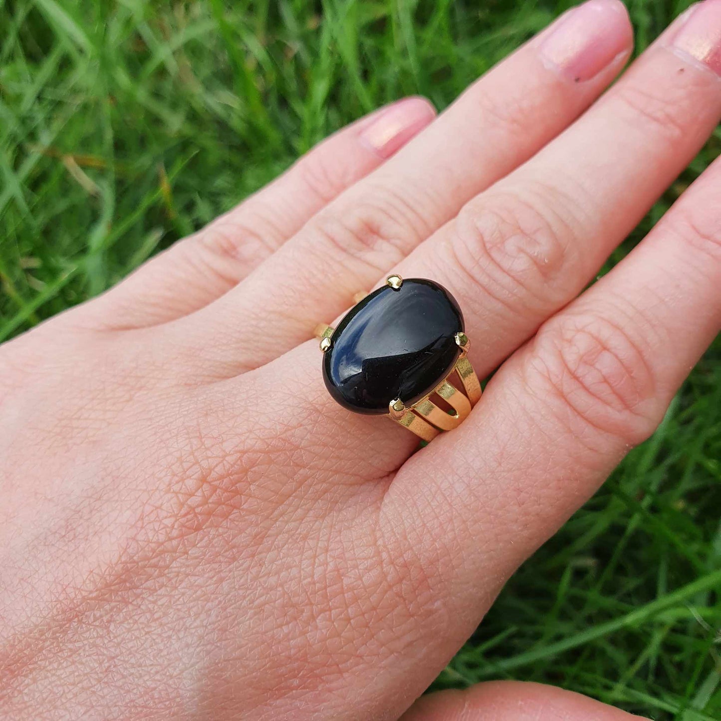 Obsidian Oval - Prstan