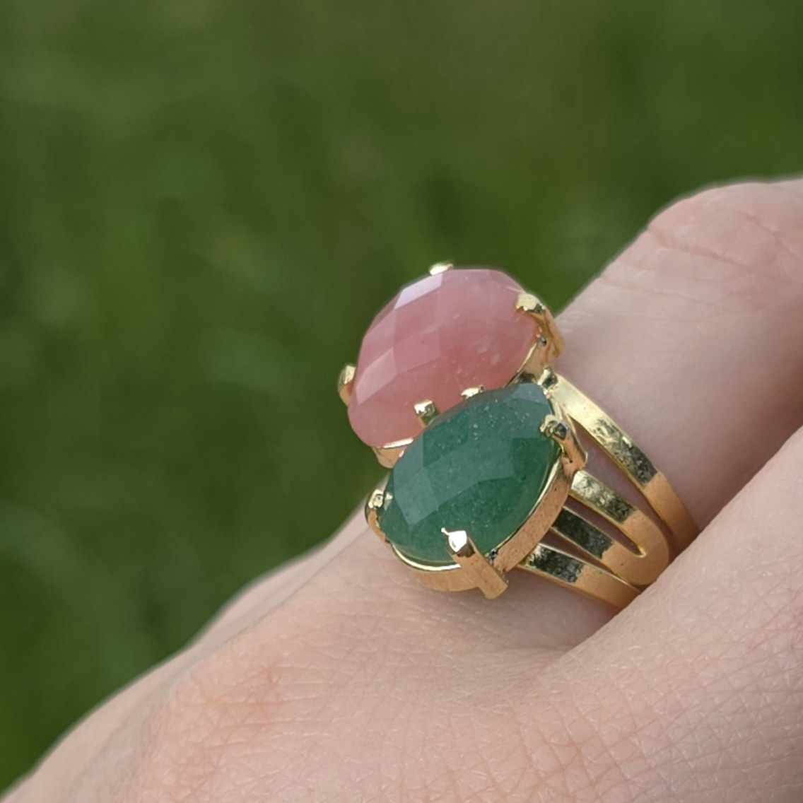 Zeleni Aventurin In Roževec Prstan Trgovina S Kristali Adorable Stones