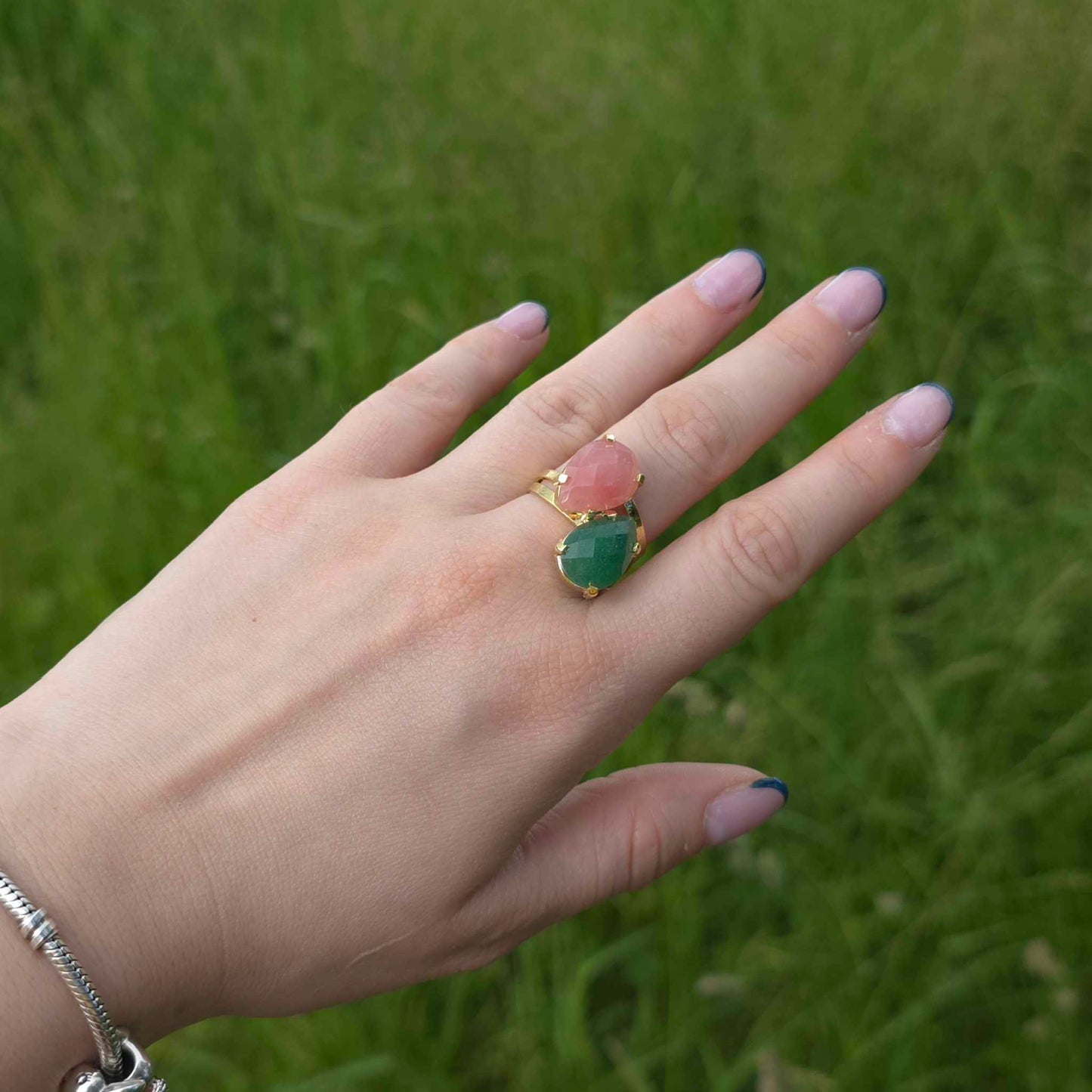 Zeleni Aventurin In Roževec Prstan Trgovina S Kristali Adorable Stones
