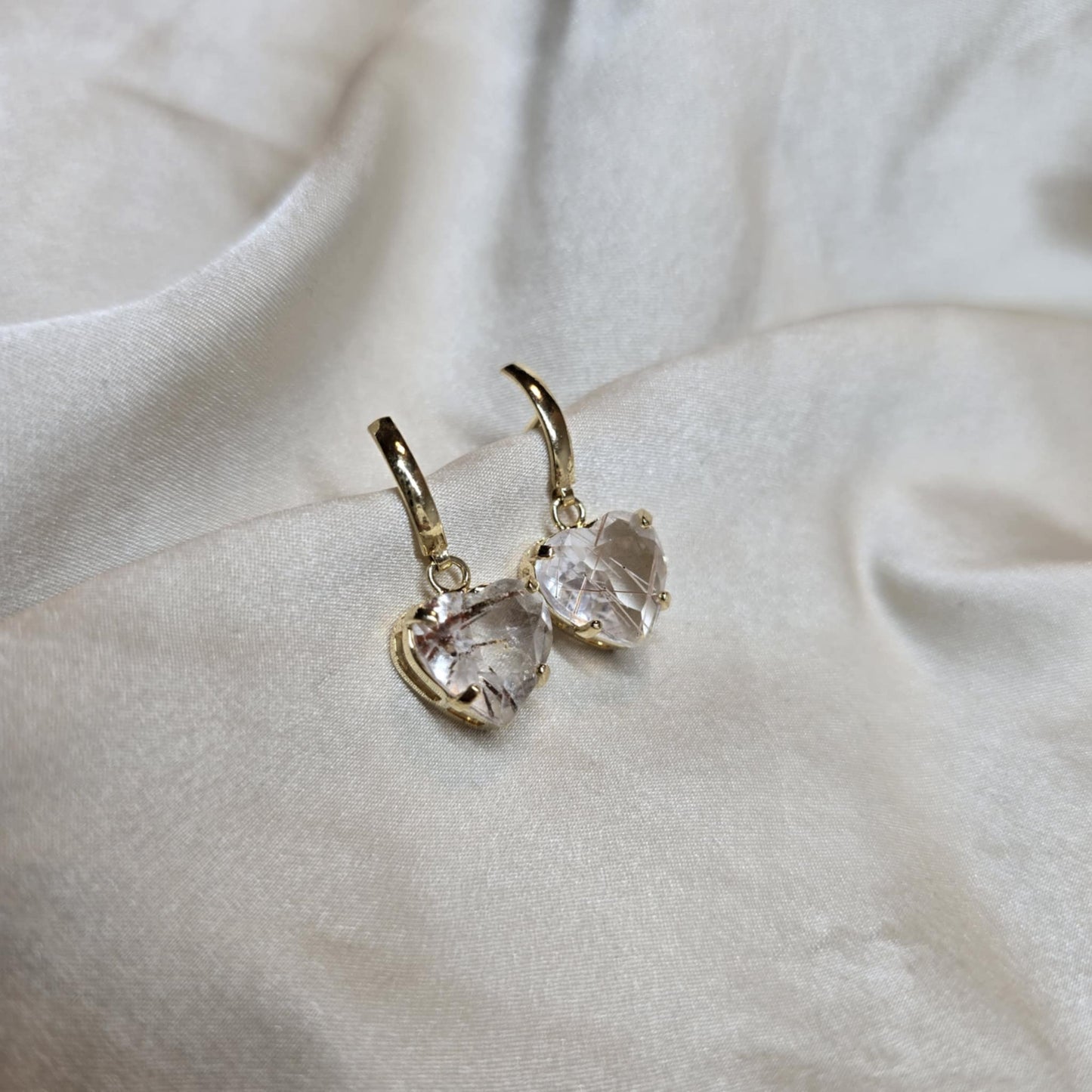 Copper-Bearing Quartz - Faceted Heart Earrings
