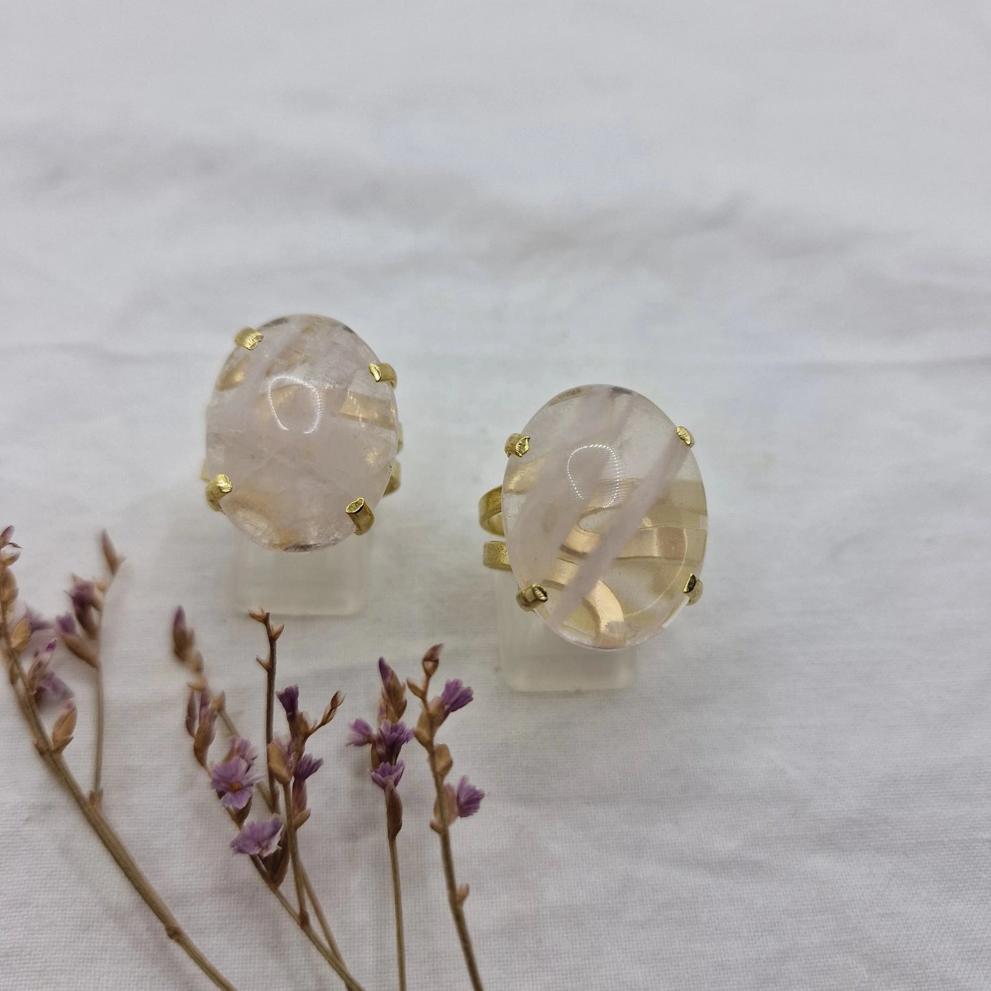 Rose Quartz - Large Oval Ring