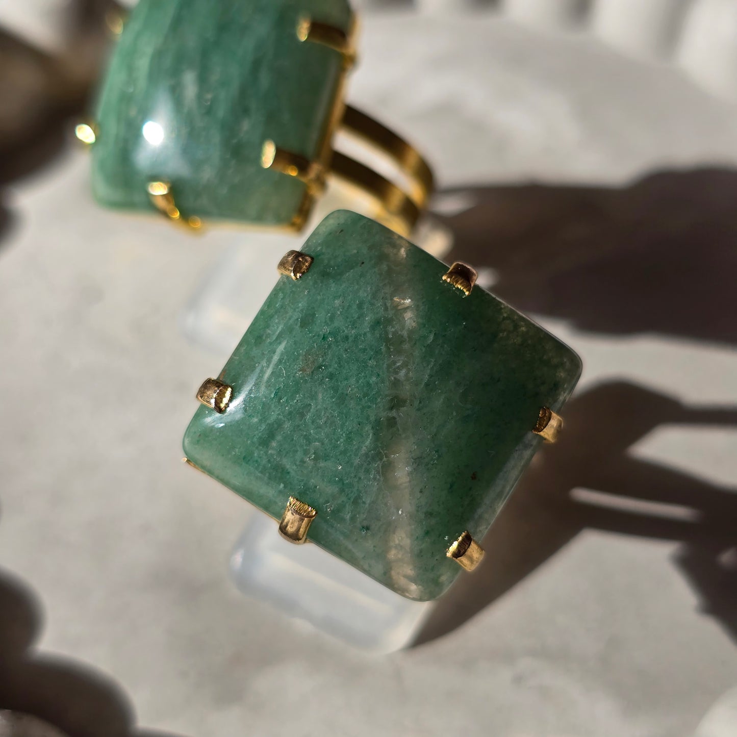 Green Aventurine - L Cube Ring