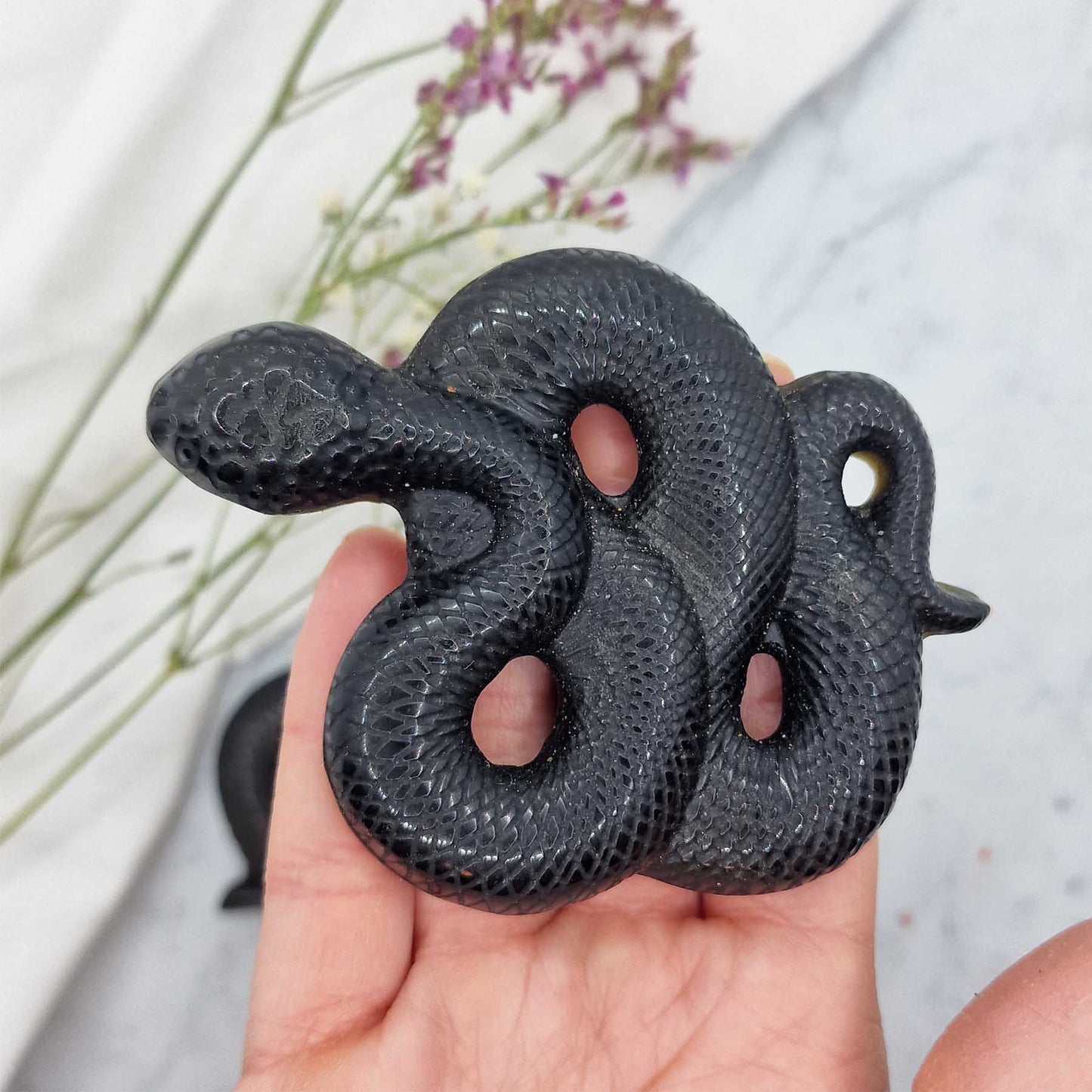Črni In Zlati Obsidian Kača - Mineral