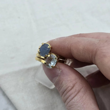 Aquamarine And Blue Aventurine Double Oval - Ring