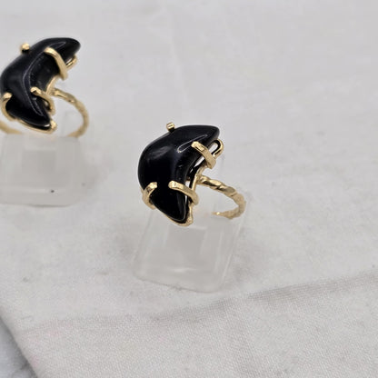 Black Onyx - Moon Ring