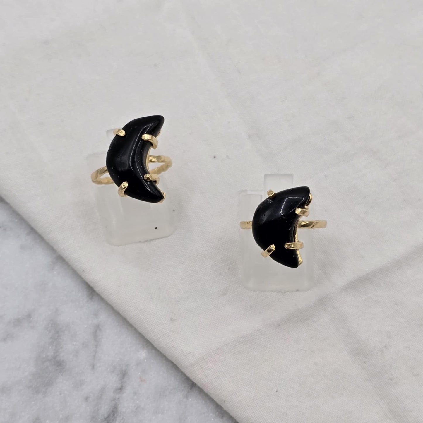 Black Onyx - Moon Ring