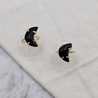 Black Onyx - Moon Ring