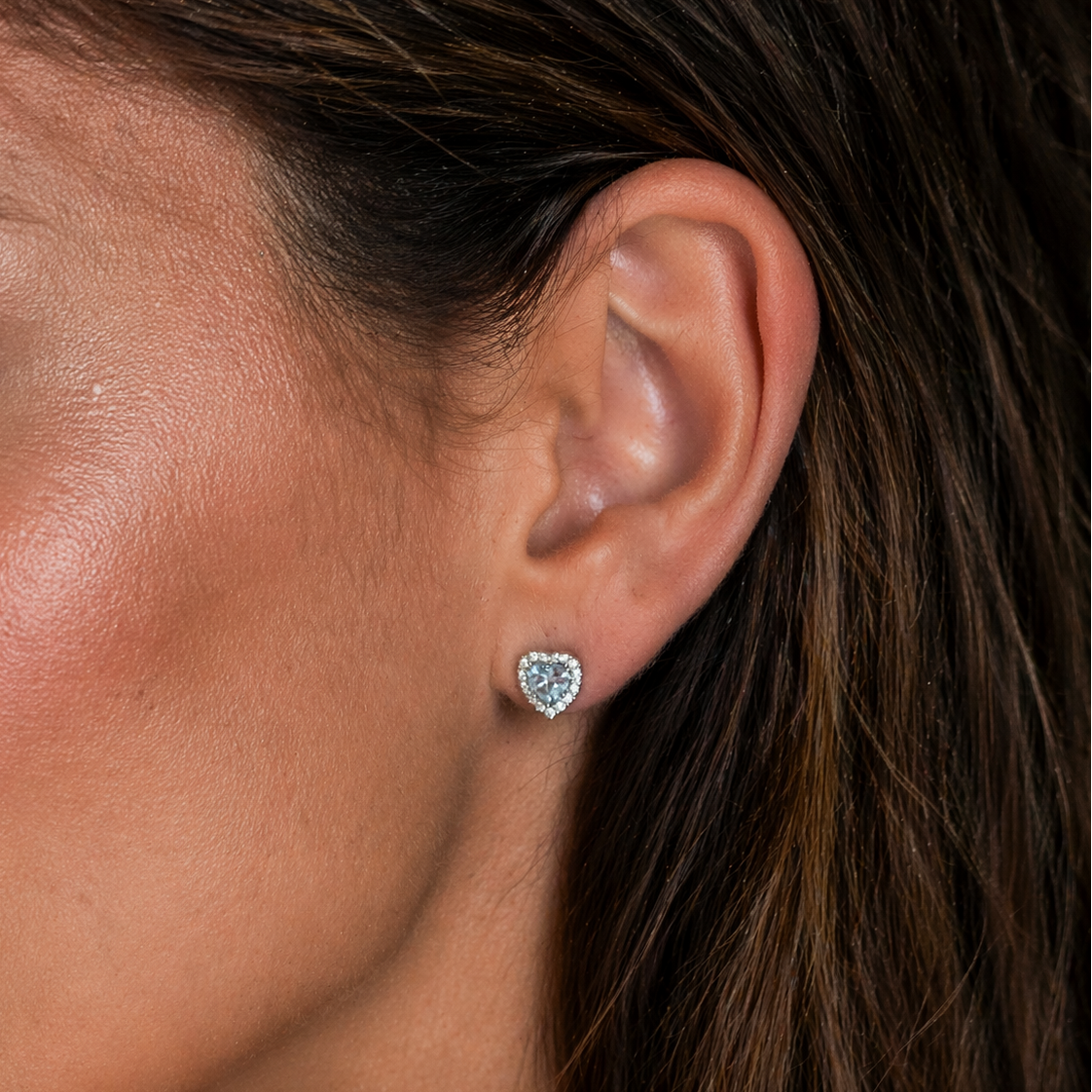 Aquamarine with Zircon - Silver 925 Earrings