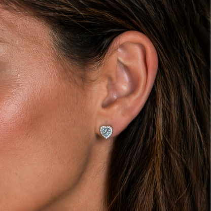 Aquamarine with Zircon - Silver 925 Earrings