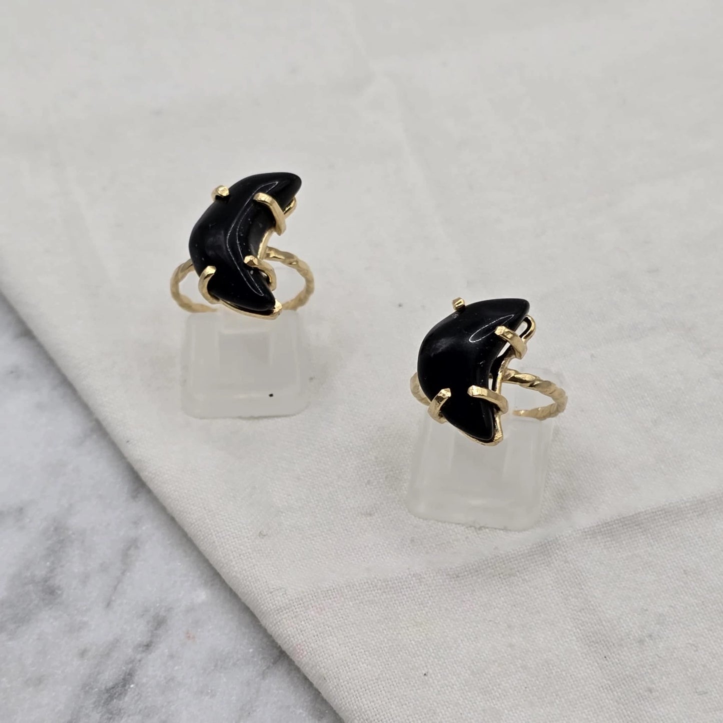 Black Onyx - Moon Ring