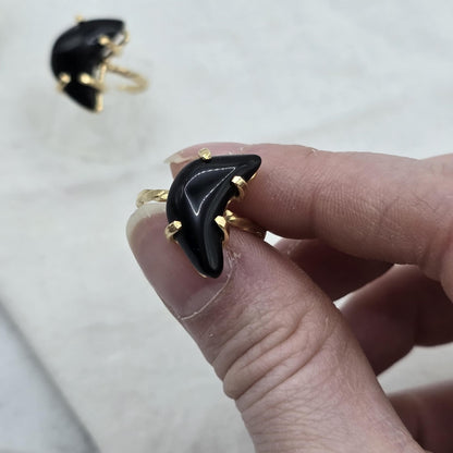 Black Onyx - Moon Ring