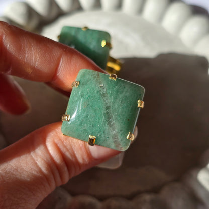 Green Aventurine - L Cube Ring