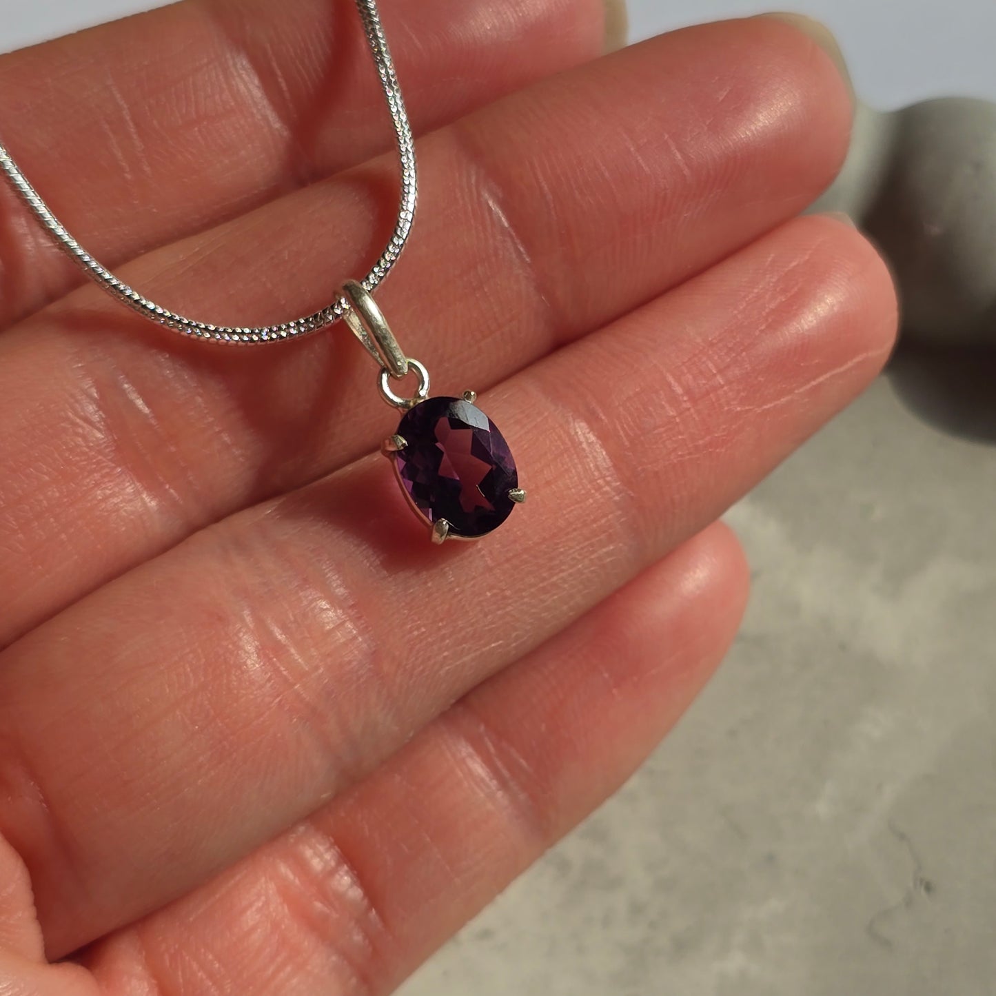 Amethyst - Mini Oval Silver