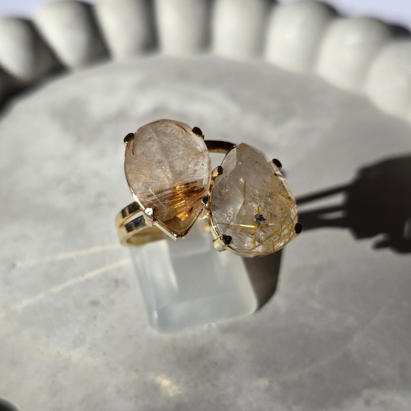Golden Rutiles - Teardrop Duo Ring