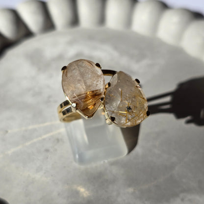 Golden Rutiles - Teardrop Duo Ring