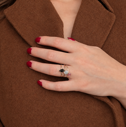 Pink Tourmaline - Silver Teardrop Ring