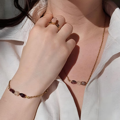 Rose Quartz and Pink Tourmaline Bracelet