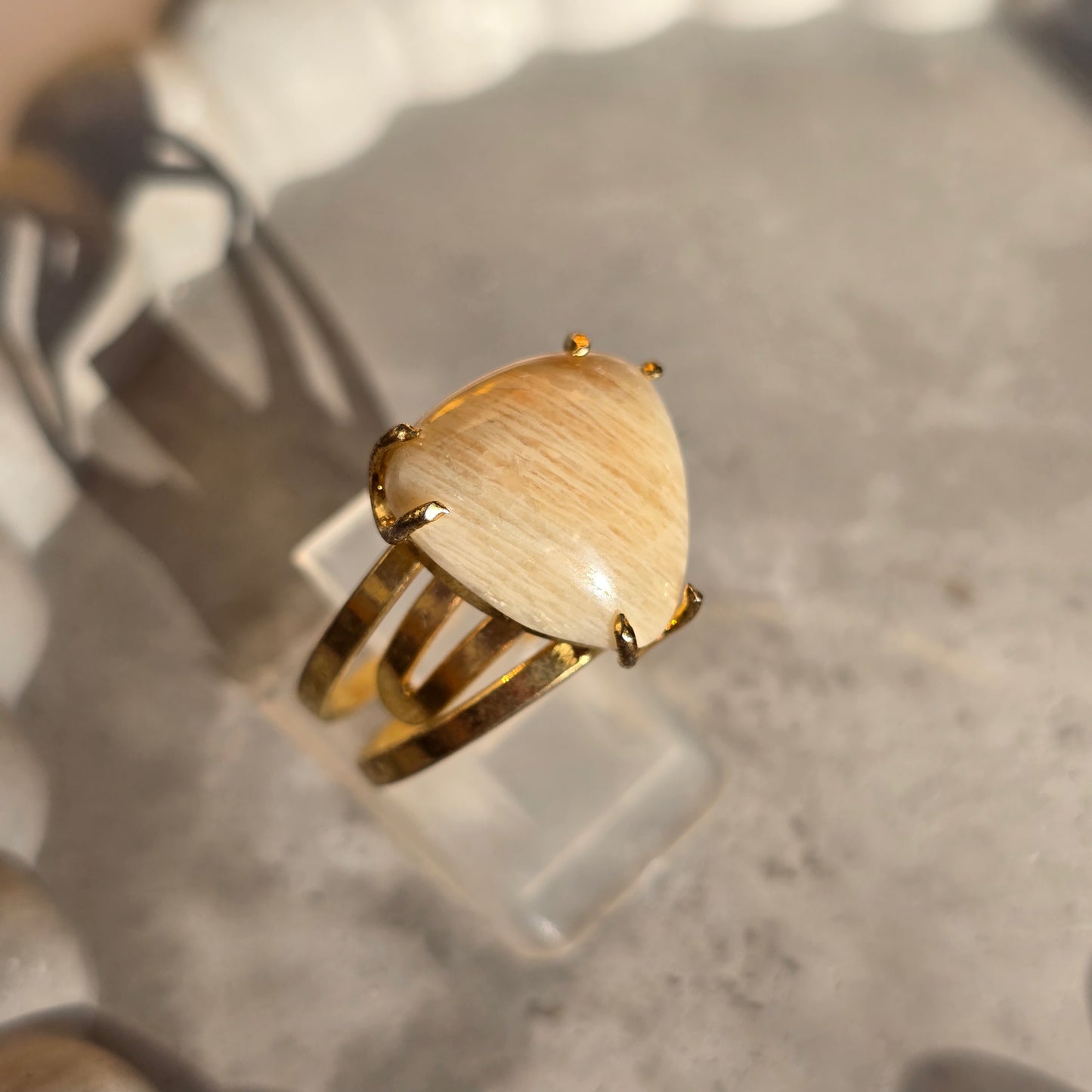 Peach Jasper - Triangle Ring