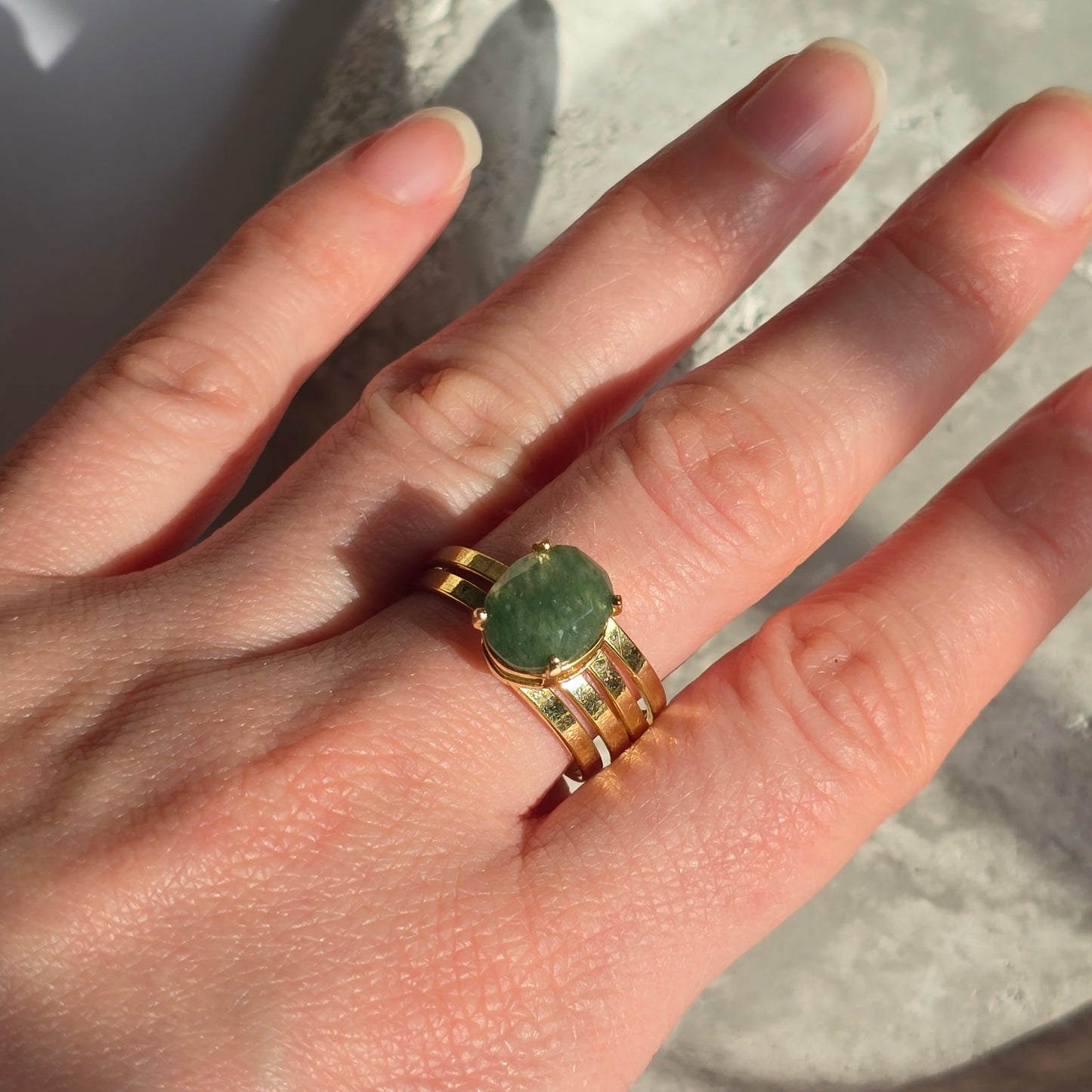 Green Aventurine - Small Oval Ring