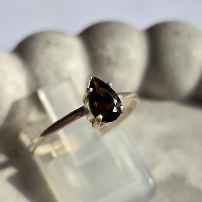 Green Tourmaline Teardrop - Silver Ring