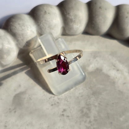 Garnet - Teardrop Silver Ring