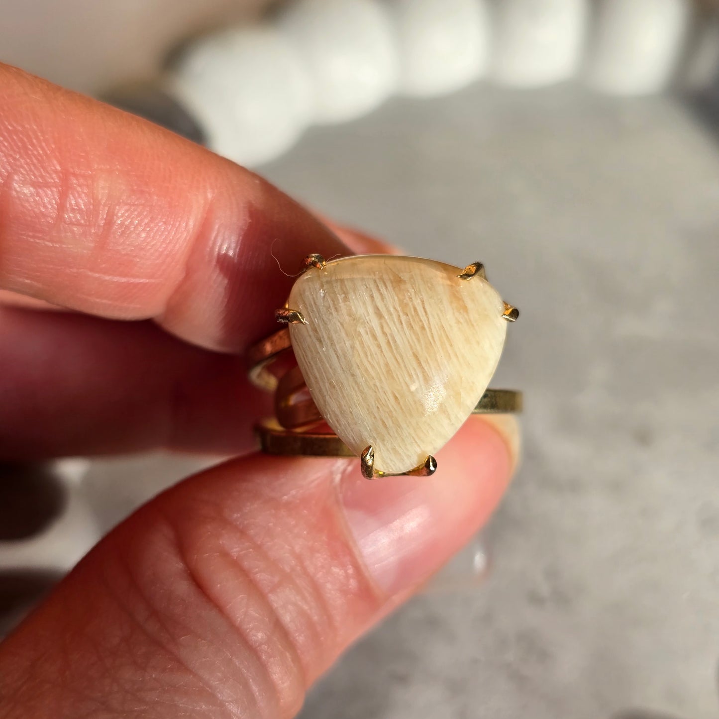 Peach Jasper - Triangle Ring