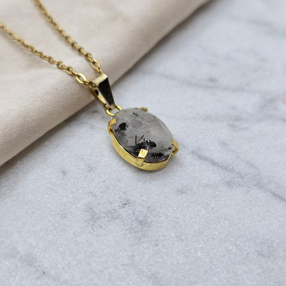 Tourmaline Inclusion - Brushed Oval Chain
