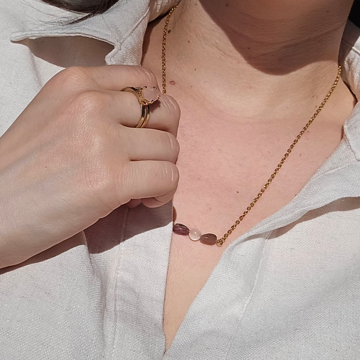 Rose Quartz and Pink Tourmaline Necklace