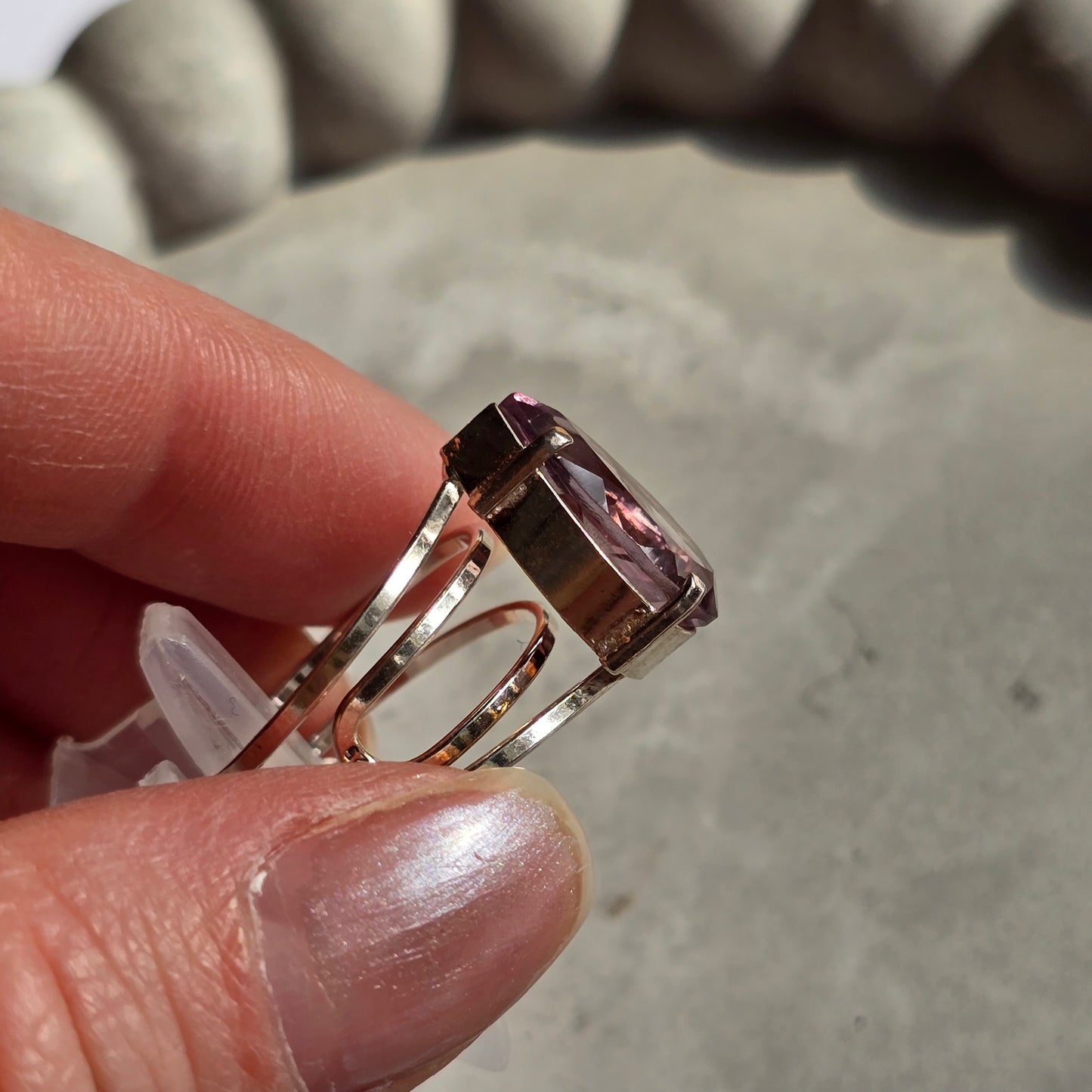 Amethyst - Silver Teardrop Ring
