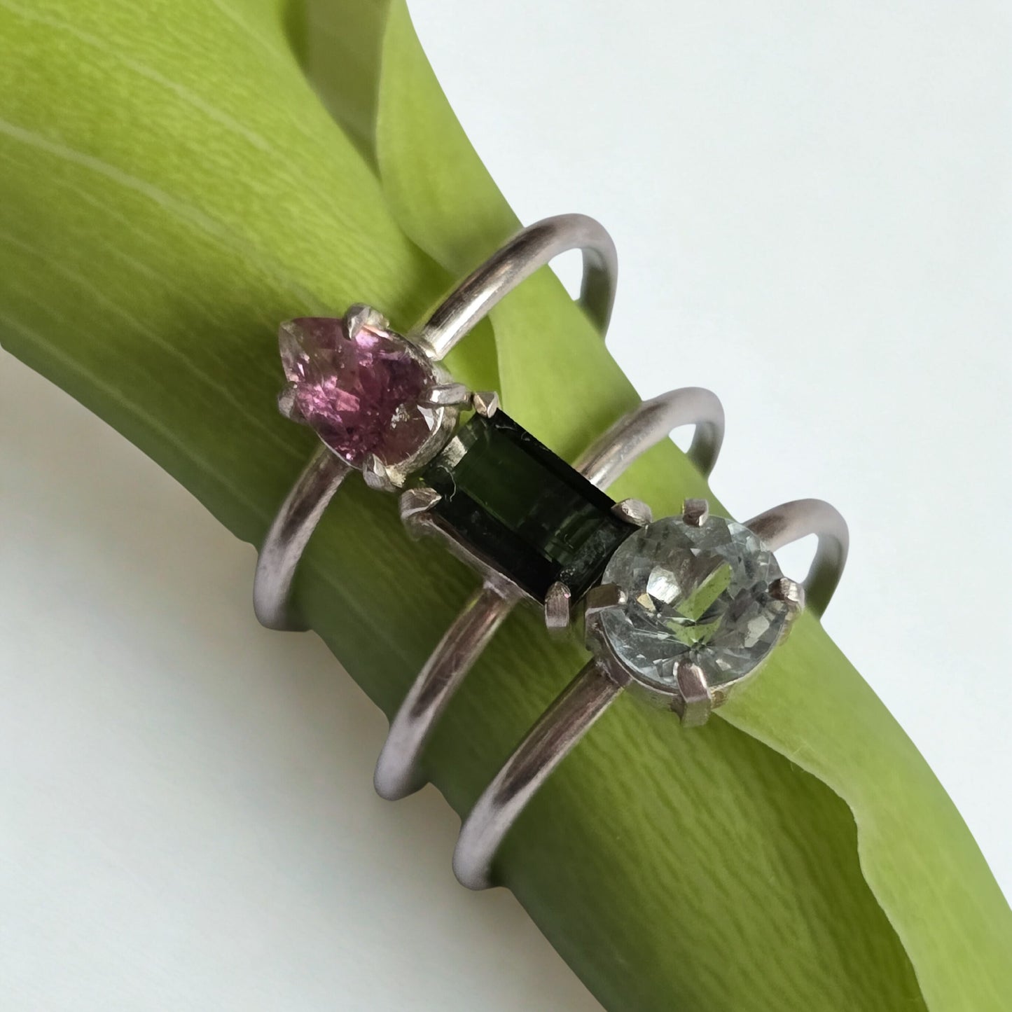 Pink Tourmaline - Silver Teardrop Ring
