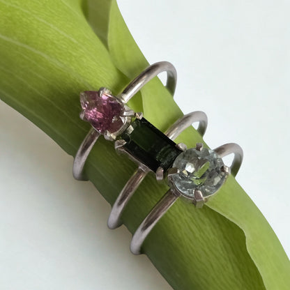Pink Tourmaline - Silver Teardrop Ring