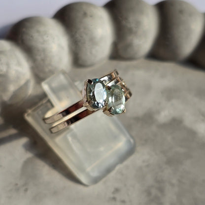 Aquamarine - Duo Silver Ring