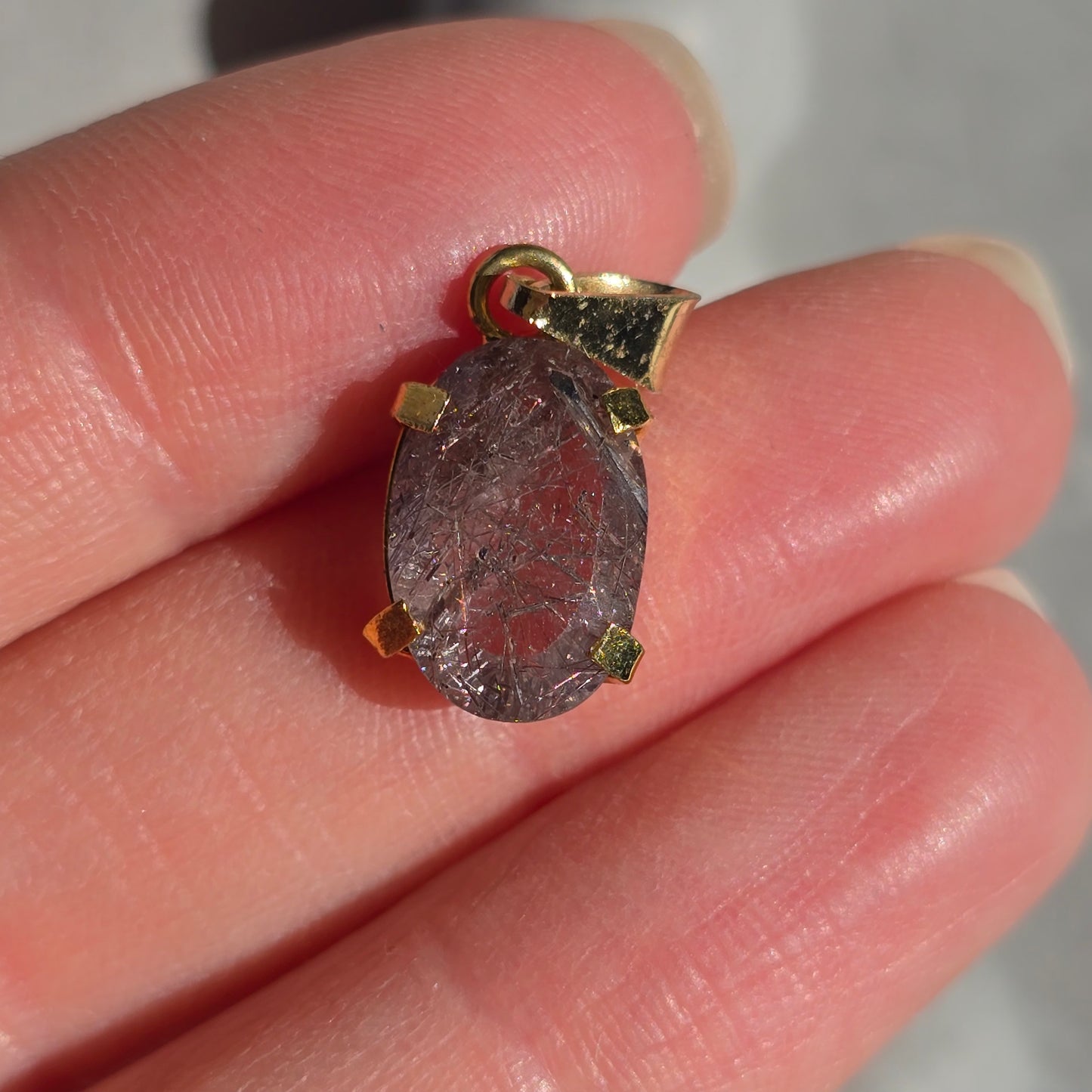 Tourmaline Inclusion - Mini Faceted Oval Necklace