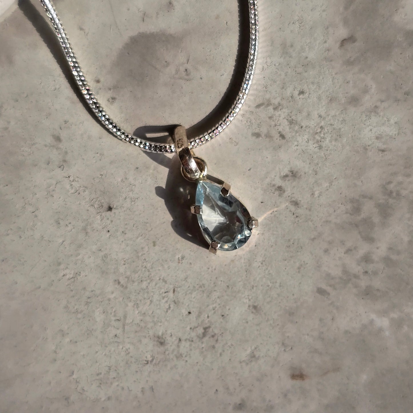 Aquamarine - Mini Teardrop Silver