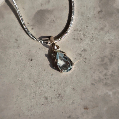 Aquamarine - Mini Teardrop Silver
