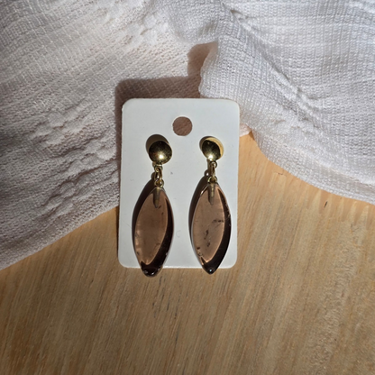Smoky Quartz - Leaf Earrings