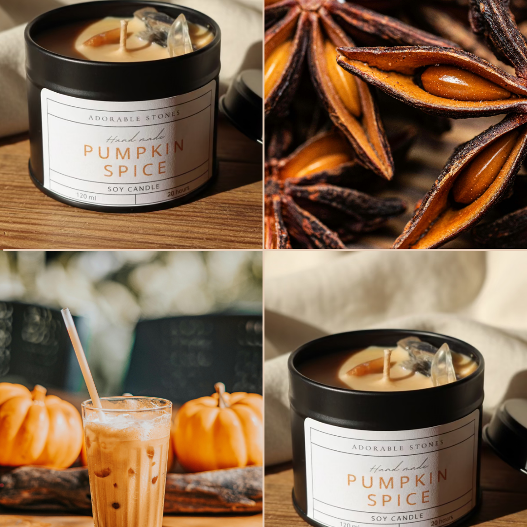 Pumpkin Spice - Soy Candle With Crystal