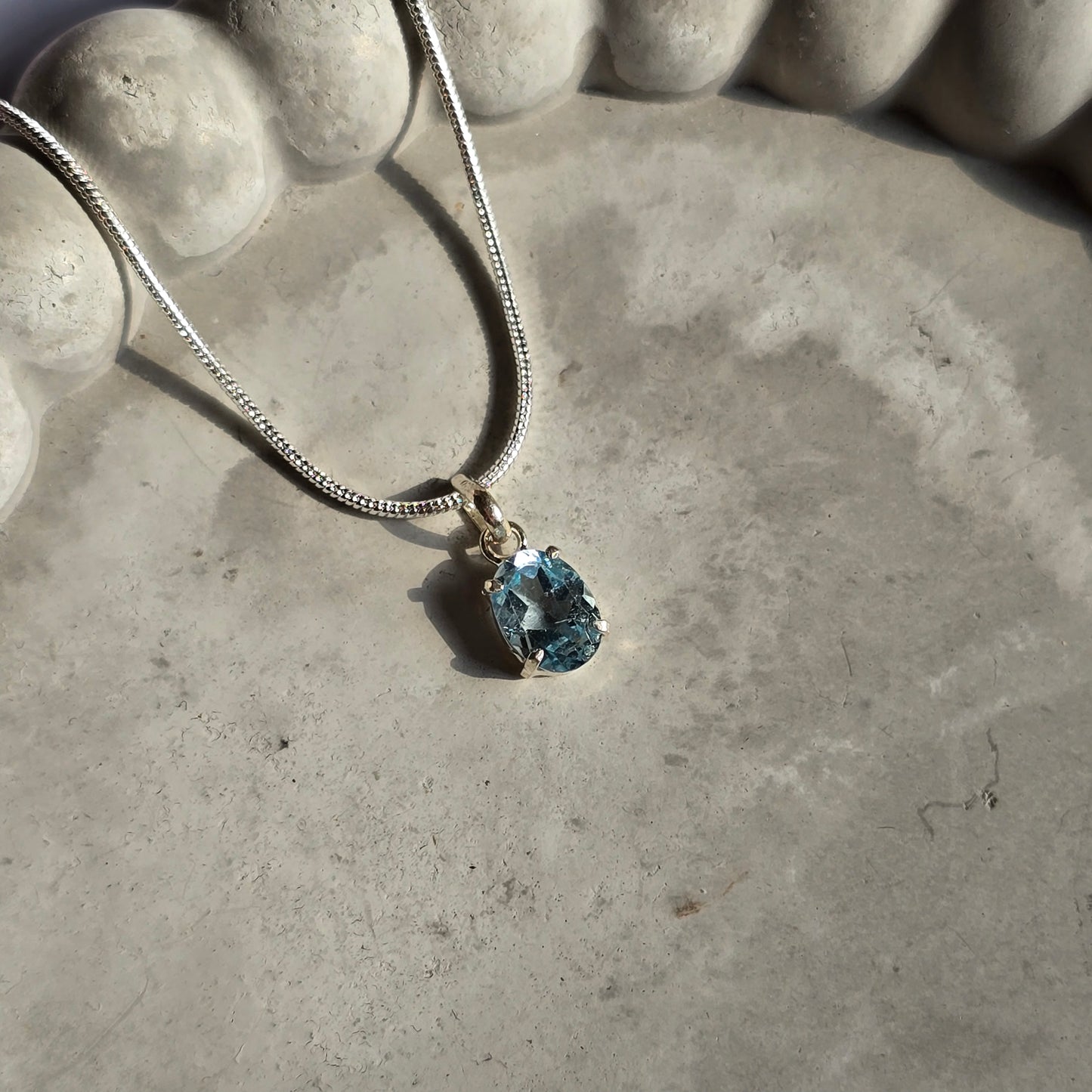 Aquamarine - Mini Oval Silver