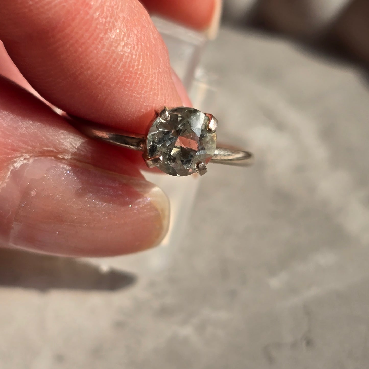 Aquamarine Circle - Silver Ring