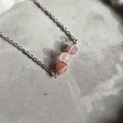 Rose Quartz and Pink Tourmaline Necklace