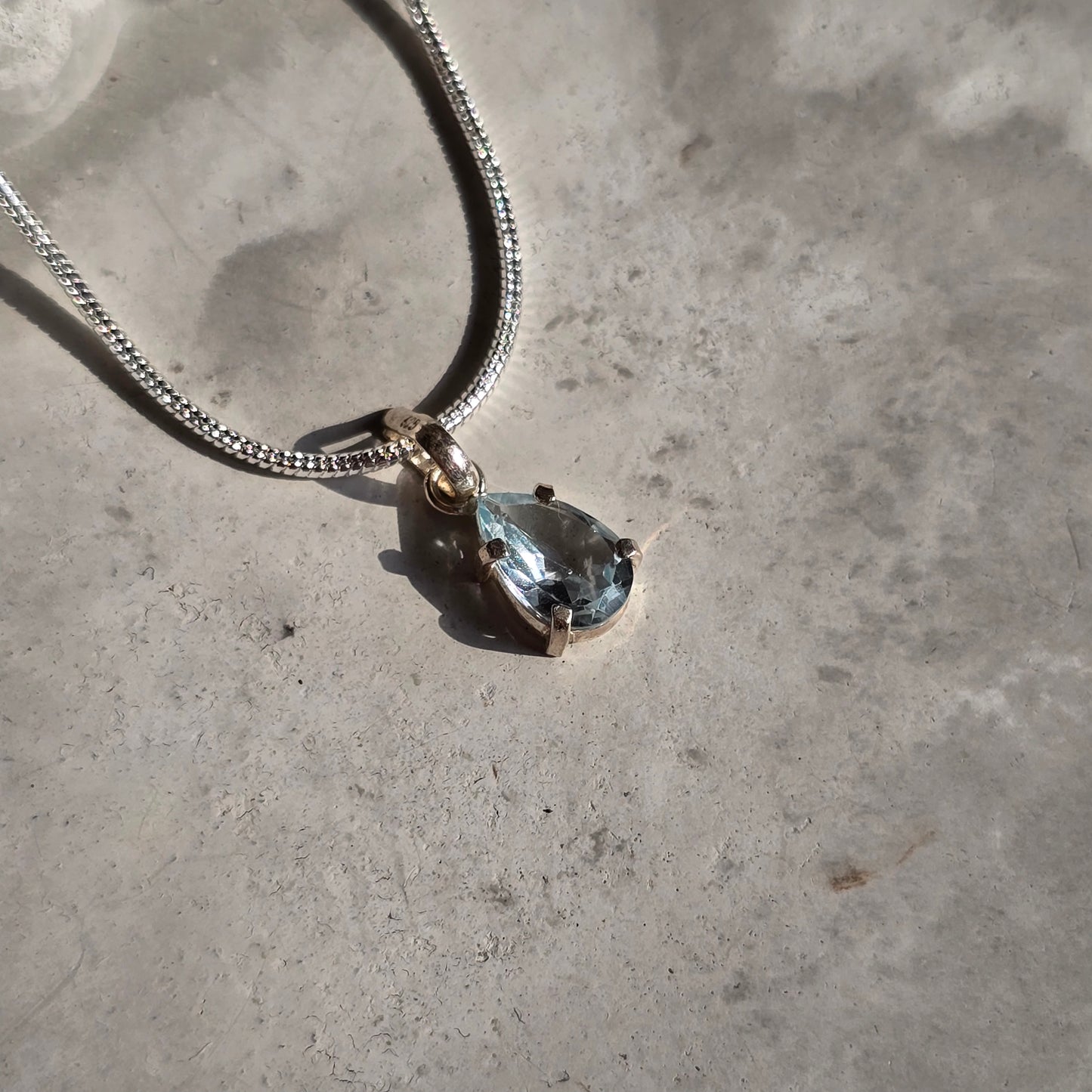 Aquamarine - Mini Teardrop Silver