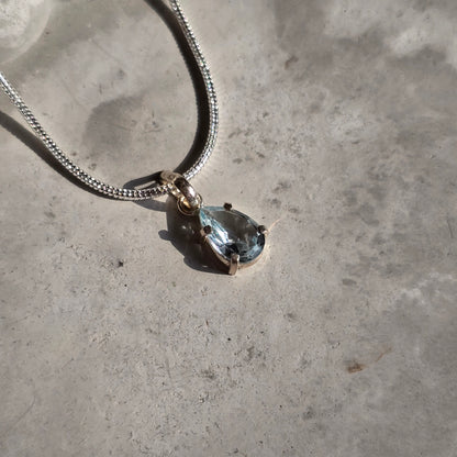 Aquamarine - Mini Teardrop Silver