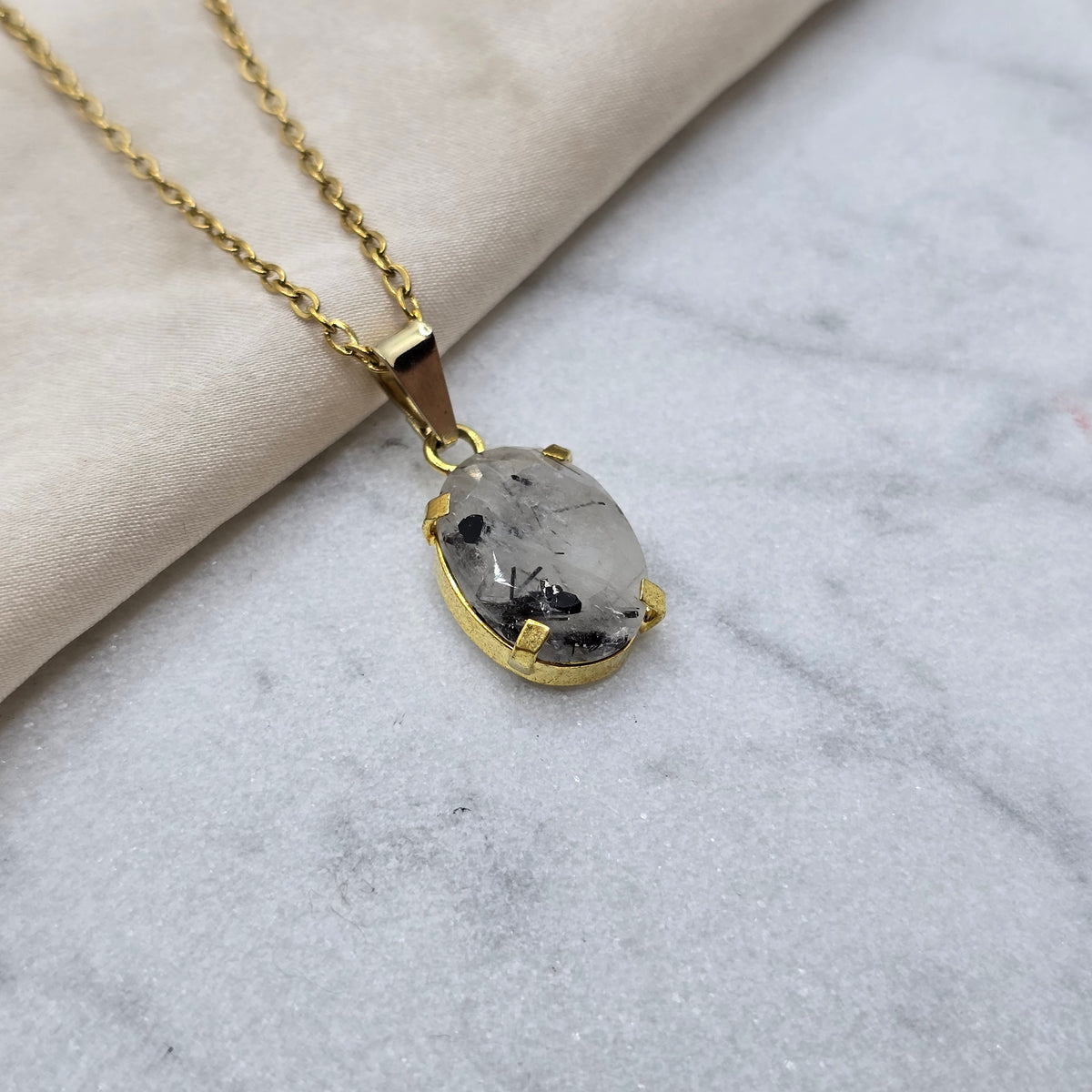 Tourmaline Inclusion - Brushed Oval Chain