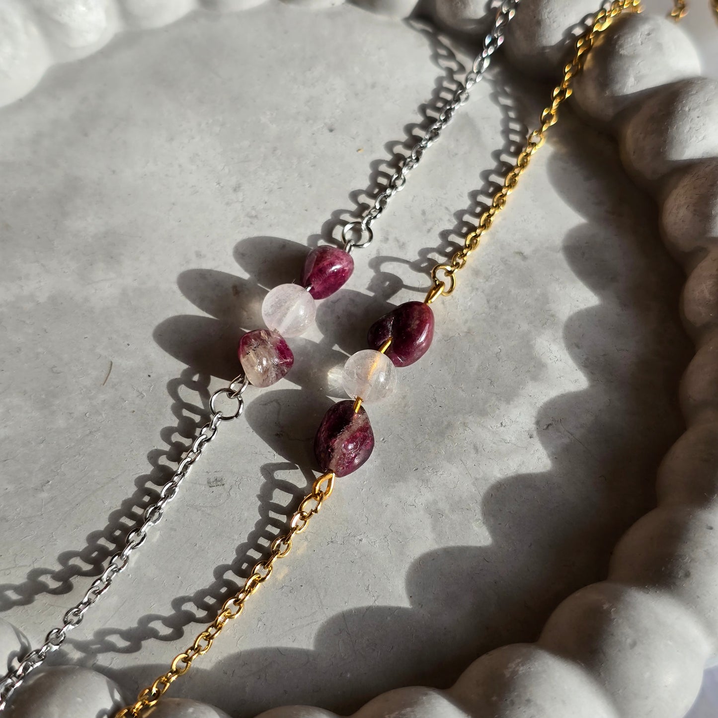 Rose Quartz and Pink Tourmaline Bracelet