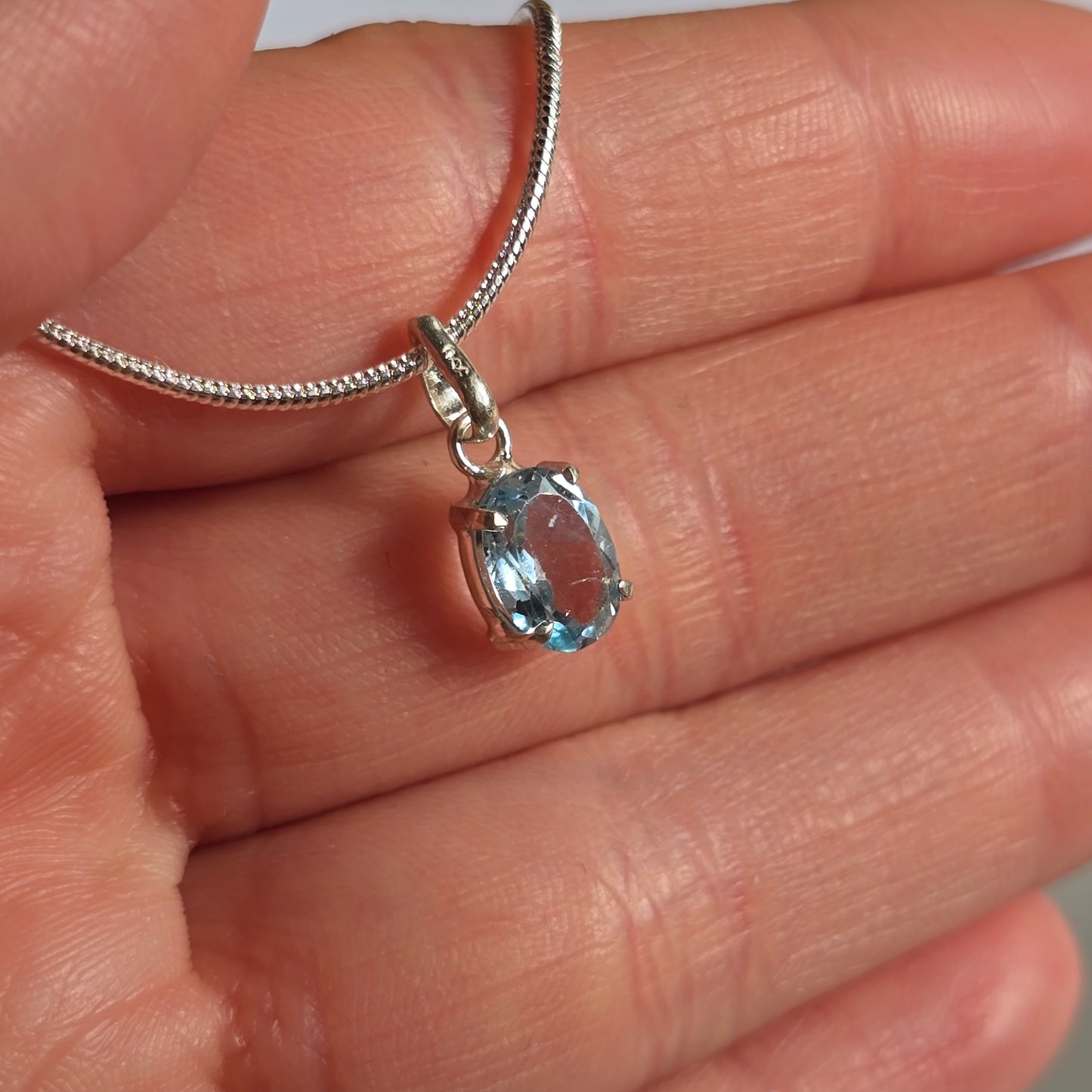 Aquamarine - Mini Oval Silver